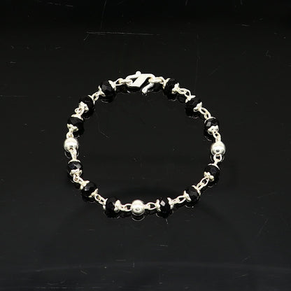 Handmade sterling silver beaded bracelet for baby Krishna figurine or sculpture, 4.5 inches, from TRIBAL ORNAMENTS.
