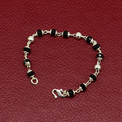 Handmade sterling silver beaded bracelet for Baby Krishna figurine or sculpture, 4.5 inches long, crafted by TRIBAL ORNAMENTS.