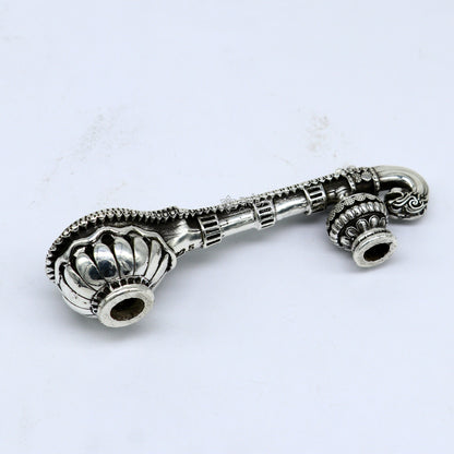4.5" Maa Saraswati Veena, 925 sterling silver musical instrument Veena for Goddess Sharda, best gifting puja article for Hindu temple art622 - TRIBAL ORNAMENTS