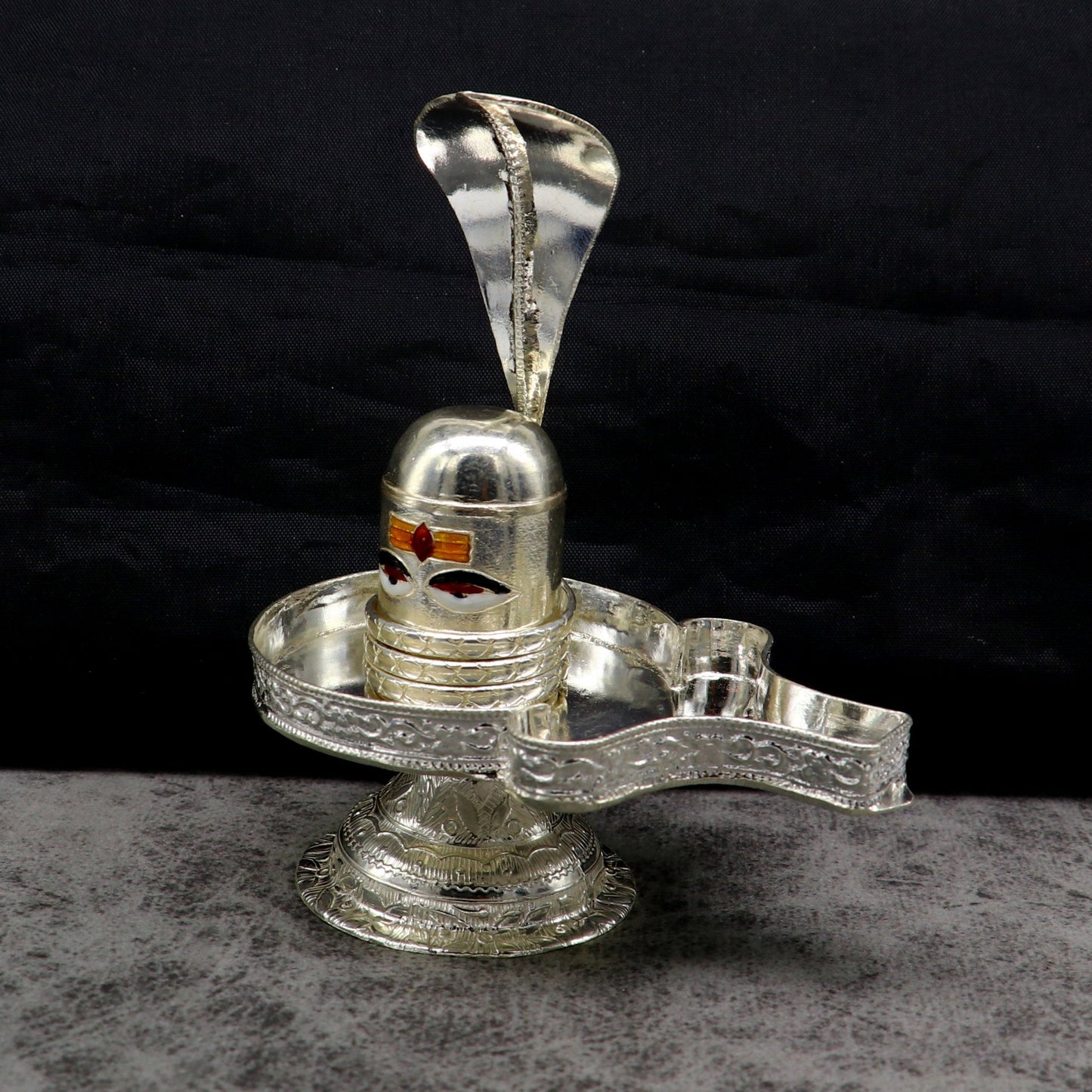 4" 925 sterling silver handcrafted Lord shiva-Linga Stand, silver utensil, silver puja temple art, shiva lingam stand with serpent su162 - TRIBAL ORNAMENTS