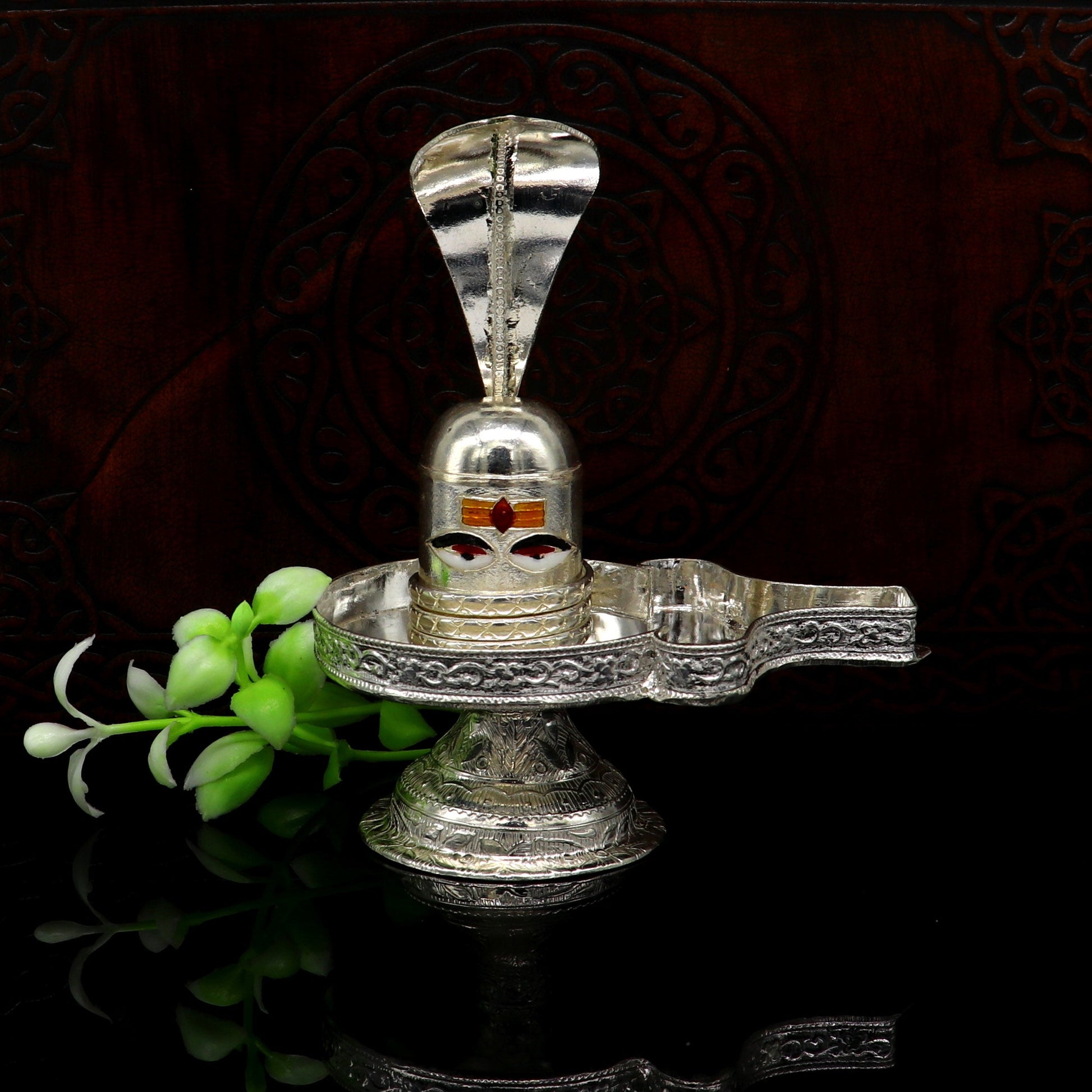 4" 925 sterling silver handcrafted Lord shiva-Linga Stand, silver utensil, silver puja temple art, shiva lingam stand with serpent su162 - TRIBAL ORNAMENTS