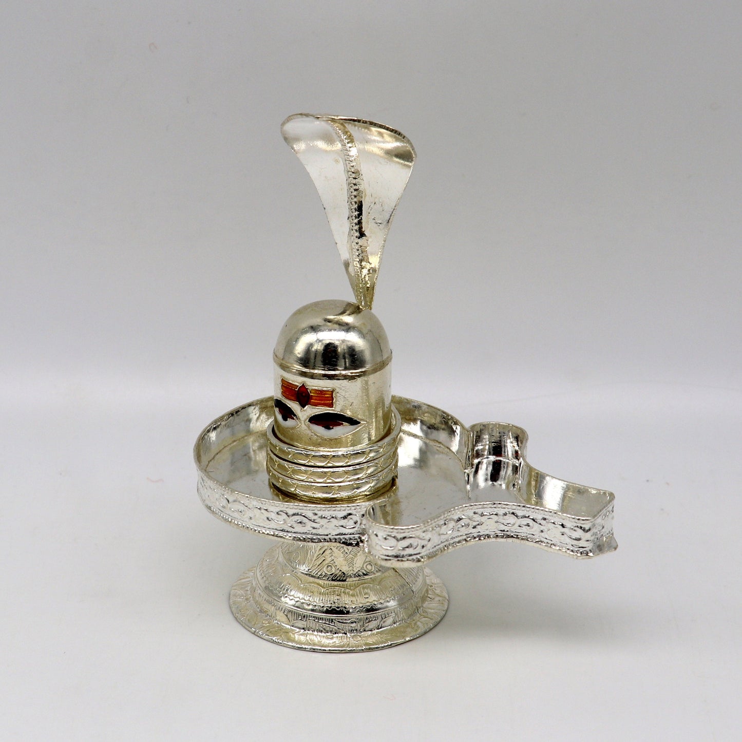 4" 925 sterling silver handcrafted Lord shiva-Linga Stand, silver utensil, silver puja temple art, shiva lingam stand with serpent su162 - TRIBAL ORNAMENTS