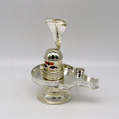 4" 925 sterling silver handcrafted Lord shiva-Linga Stand, silver utensil, silver puja temple art, shiva lingam stand with serpent su162 - TRIBAL ORNAMENTS