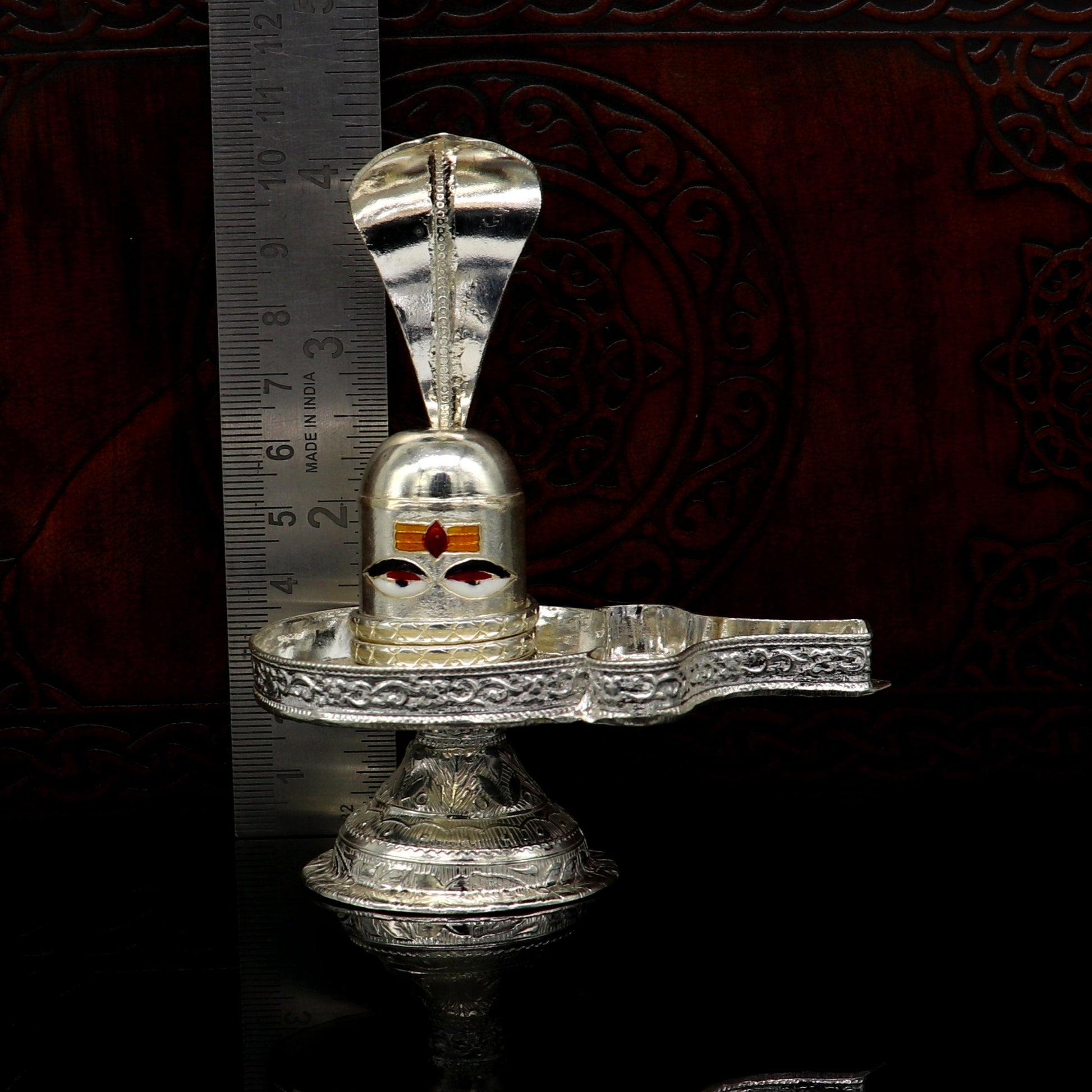 4" 925 sterling silver handcrafted Lord shiva-Linga Stand, silver utensil, silver puja temple art, shiva lingam stand with serpent su162 - TRIBAL ORNAMENTS