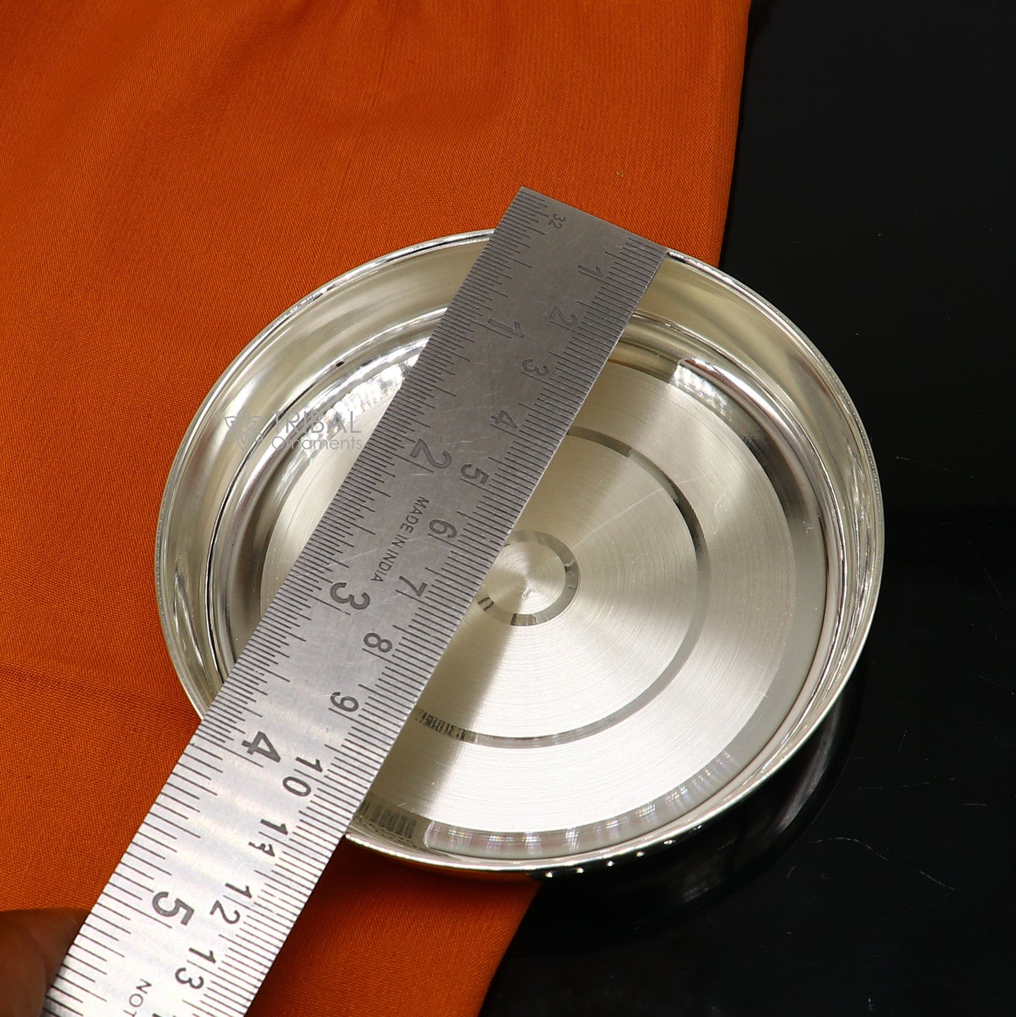 4" 999 silver handmade plate/tray and small bowl best gifting baby set for baby food, silver utensils for rice ceremony Annaprasan sv277 - TRIBAL ORNAMENTS