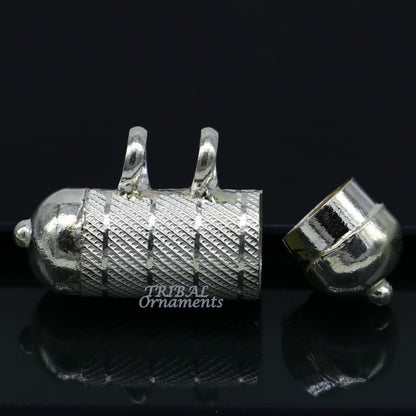 4 cm wide Sterling silver handmade vintage customized design amulet pendant, box pendant, container pendant excellent gifting jewelry nsp470 - TRIBAL ORNAMENTS