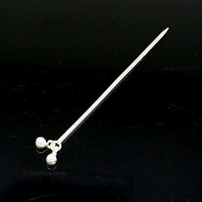 Handmade 4-inch solid sterling silver eyeliner stick and kajal, vintage-style surma stick for brides, by Tribal Ornaments.