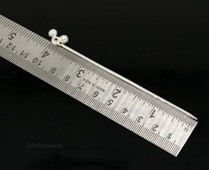 Handmade 4-inch sterling silver eyeliner stick and kajal surma stick, vintage style bridal accessory by TRIBAL ORNAMENTS.