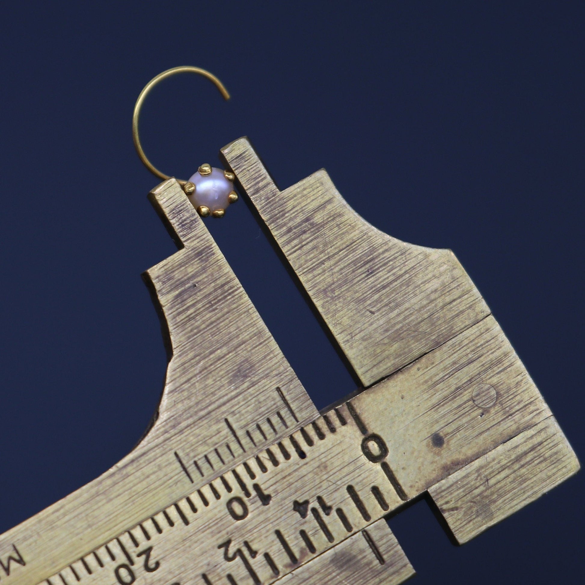 4 mm 18 kt yellow gold fabulous nose pin, excellent single pearl nose pin, stunning design gifting gold jewelry for girl's women's gnp38 - TRIBAL ORNAMENTS