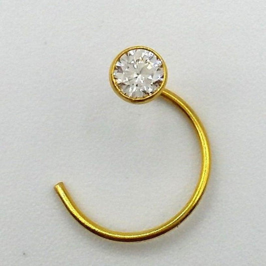 4 mm 18k gold nose pin india white stone simple design best price - TRIBAL ORNAMENTS