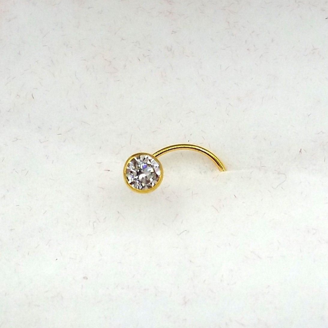 4 mm 18k gold nose pin india white stone simple design best price - TRIBAL ORNAMENTS