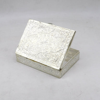 4"x 3" inches 925 sterling silver trinket box casket box container cigar box, sanduk/tijori brides jewelry box collectible pieces stb786 - TRIBAL ORNAMENTS