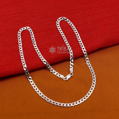 Sterling silver 20-inch handmade wheat chain necklace with modern trendy design, crafted by TRIBAL ORNAMENTS.