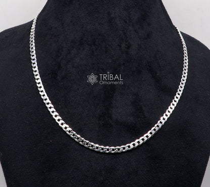 4mm 20-inch handmade sterling silver wheat chain necklace with modern trendy design, featuring a stylish and distinctive look.