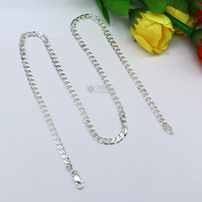 Sterling silver 20-inch handmade wheat chain necklace with a modern, trendy design by TRIBAL ORNAMENTS.