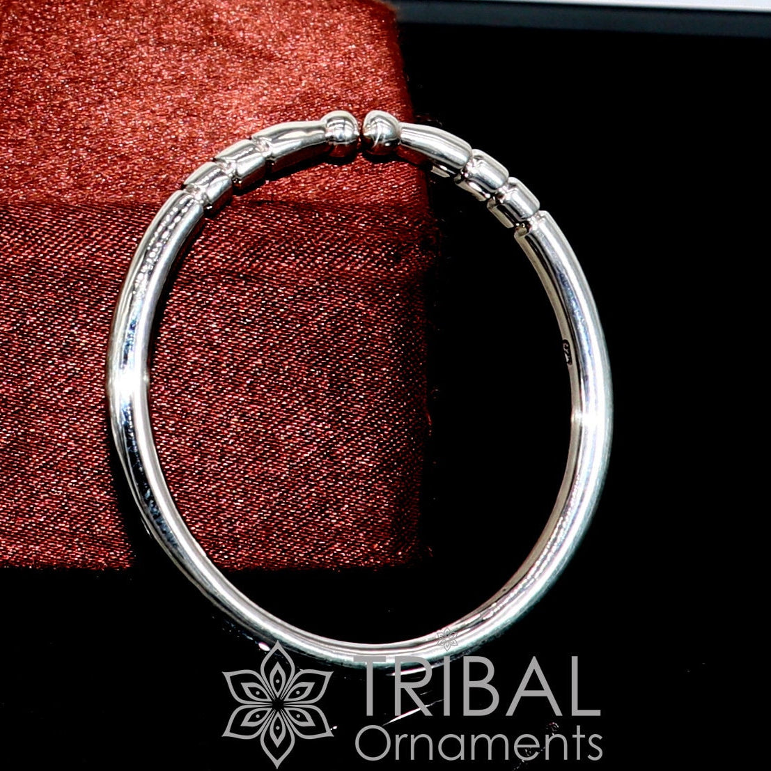 4mm 925 Solid sterling silver handmade plain shiny kids bangle bracelet adjustable baby kada, best Modern trendy gift for unisex nsk687 - TRIBAL ORNAMENTS