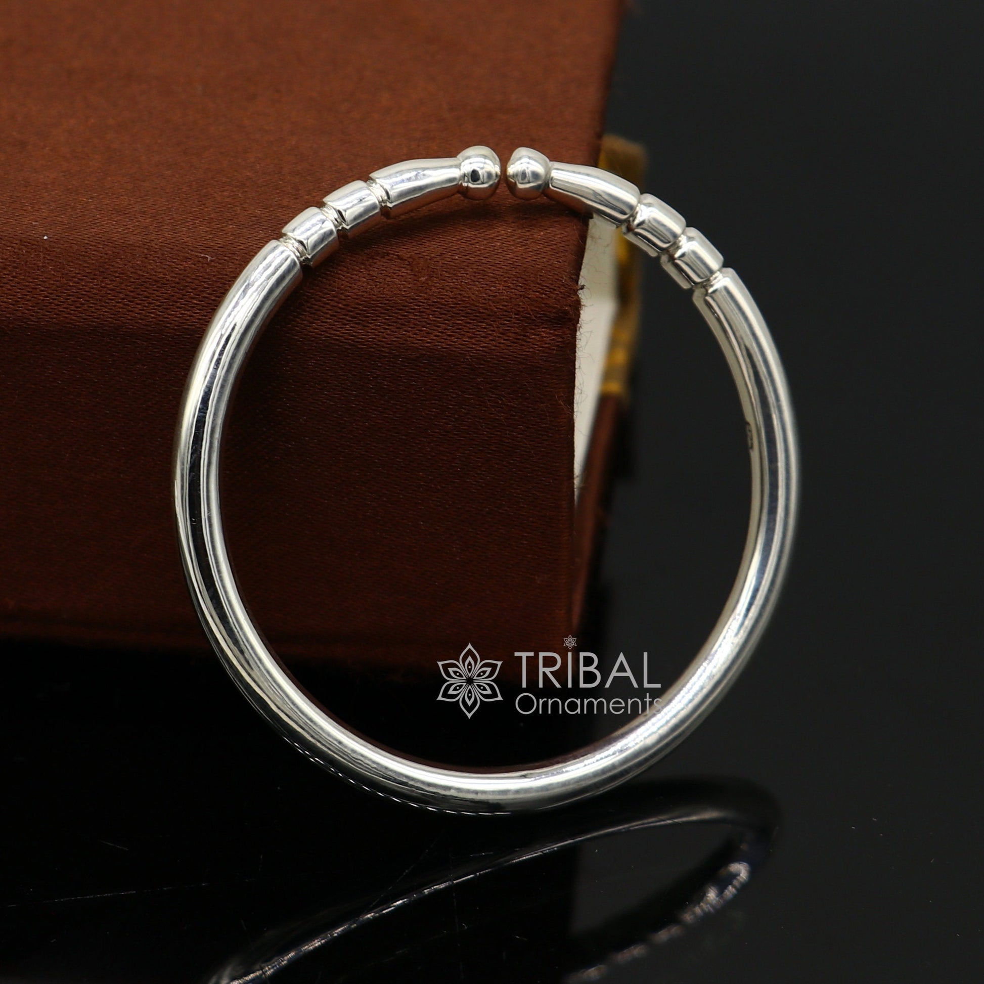 4mm 925 Solid sterling silver handmade plain shiny kids bangle bracelet adjustable baby kada, best Modern trendy gift for unisex nsk687 - TRIBAL ORNAMENTS