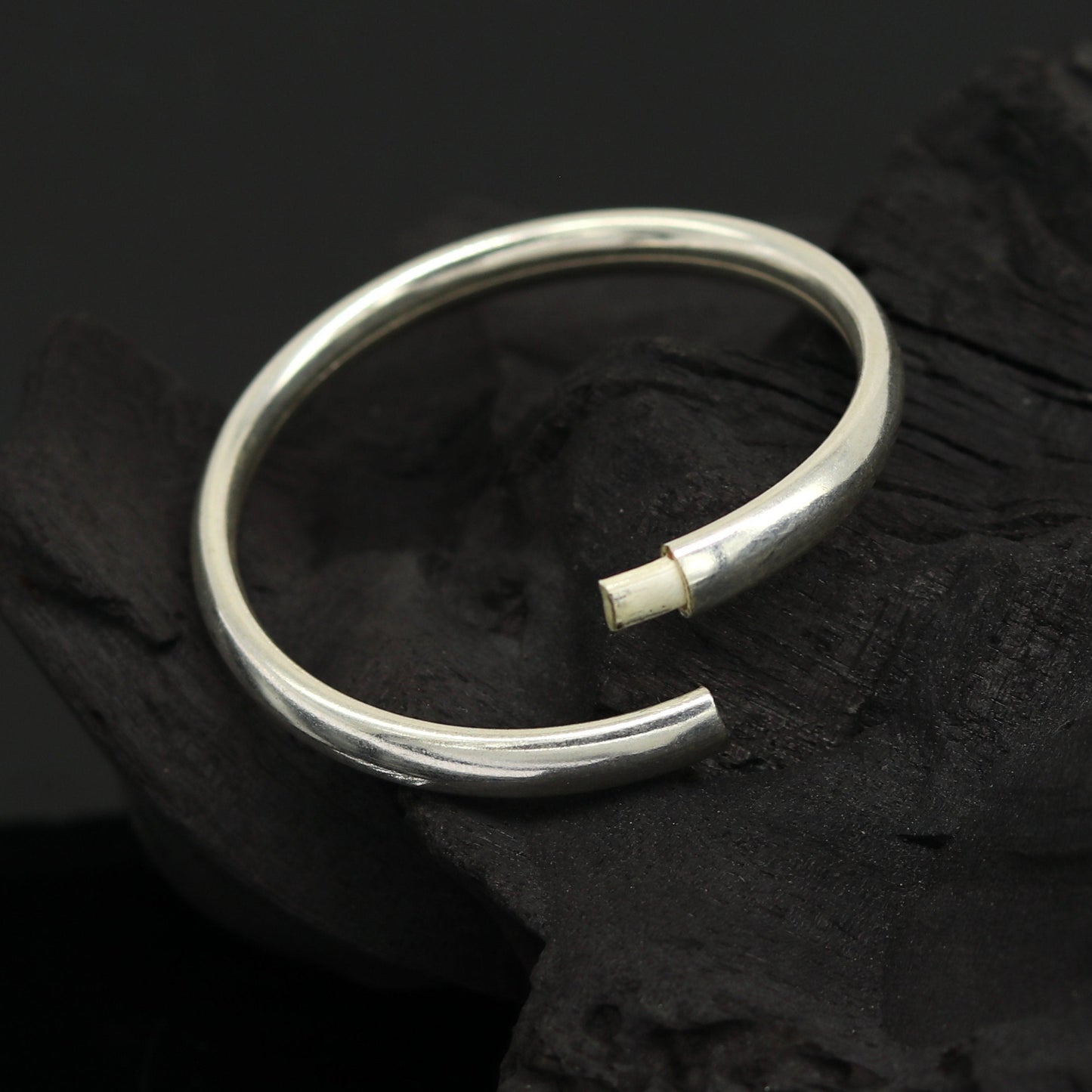 4mm Sterling silver handmade solid kada new born baby bracelet bangle, amazing sikha, punjabi kada, solid silver kids jewelry nbbk121 - TRIBAL ORNAMENTS