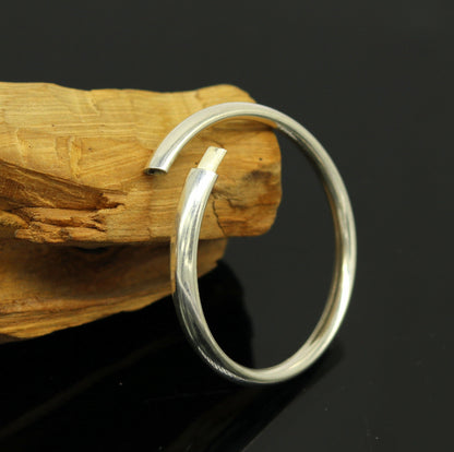 Sterling silver 4mm baby bracelet bangle with handcrafted Punjabi kada design, perfect for newborns and kids by Tribal Ornaments.