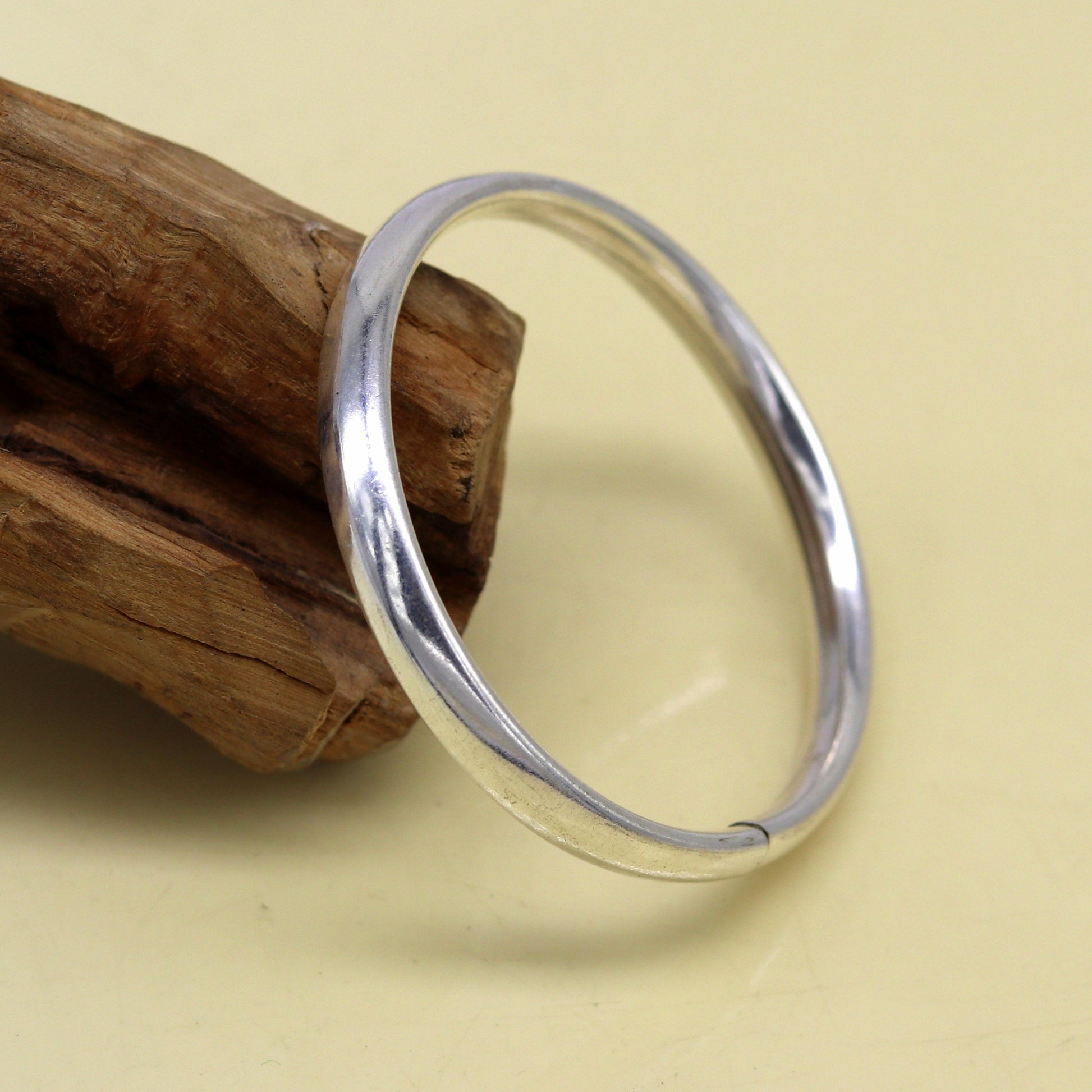 4mm Sterling silver handmade solid kada new born baby bracelet bangle, amazing sikha, punjabi kada, solid silver kids jewelry nbbk121 - TRIBAL ORNAMENTS