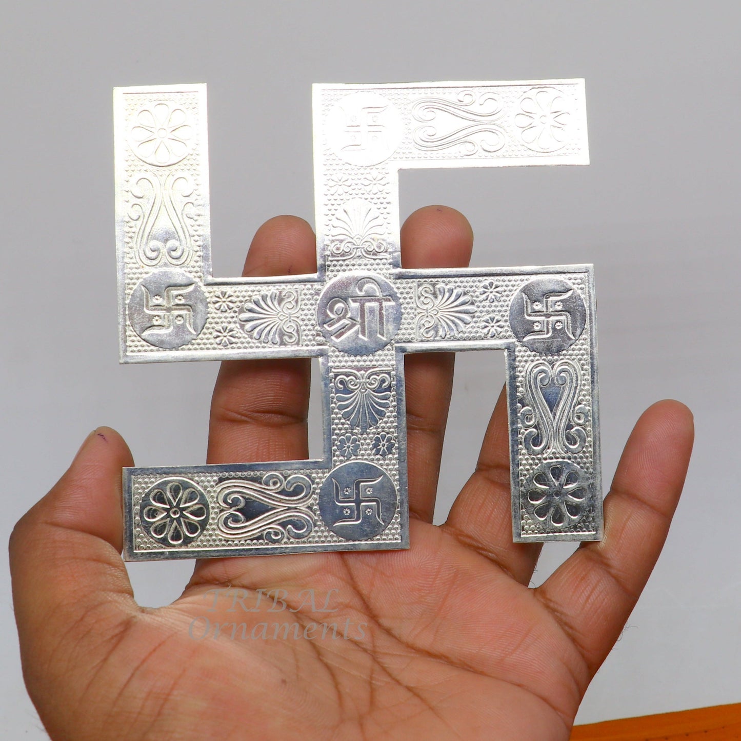 4x4 inches 925 sterling silver handmade swastika amazing divine holy swastik for your home and temple su892 - TRIBAL ORNAMENTS