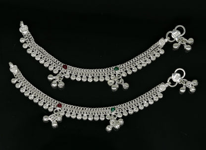 5.2" inches long handmade solid sterling silver baby kids ankle bracelet fabulous customized charm bracelet unisex baby jewelry ank231 - TRIBAL ORNAMENTS