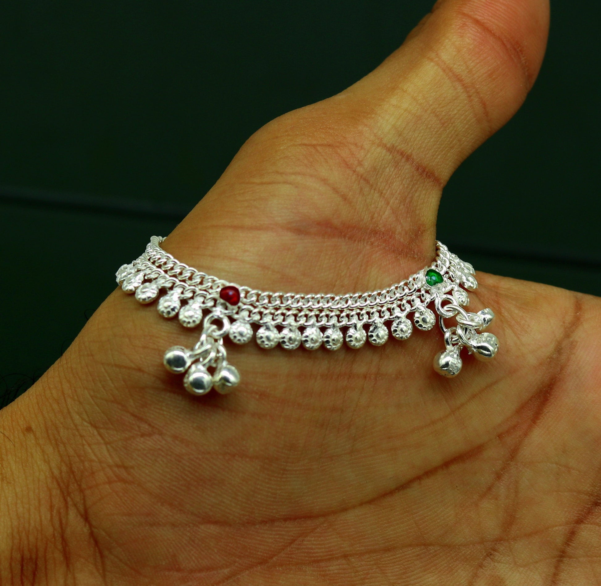 5.2" inches long handmade solid sterling silver baby kids ankle bracelet fabulous customized charm bracelet unisex baby jewelry ank231 - TRIBAL ORNAMENTS