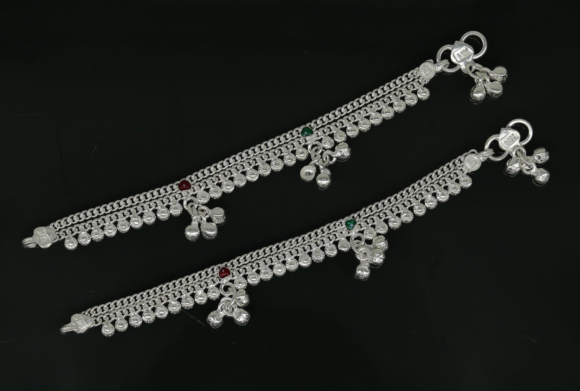 5.2" inches long handmade solid sterling silver baby kids ankle bracelet fabulous customized charm bracelet unisex baby jewelry ank231 - TRIBAL ORNAMENTS