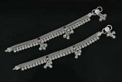 5.2" inches long handmade solid sterling silver baby kids ankle bracelet fabulous customized charm bracelet unisex baby jewelry ank231 - TRIBAL ORNAMENTS