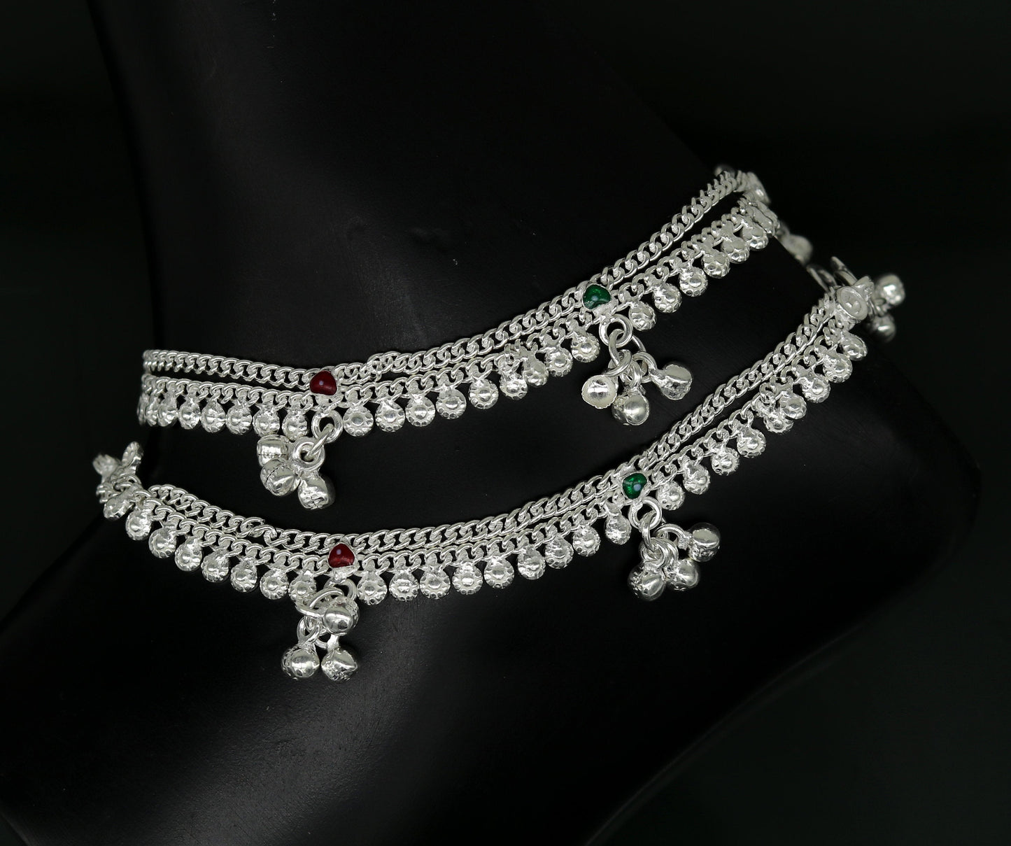 5.2" inches long handmade solid sterling silver baby kids ankle bracelet fabulous customized charm bracelet unisex baby jewelry ank231 - TRIBAL ORNAMENTS