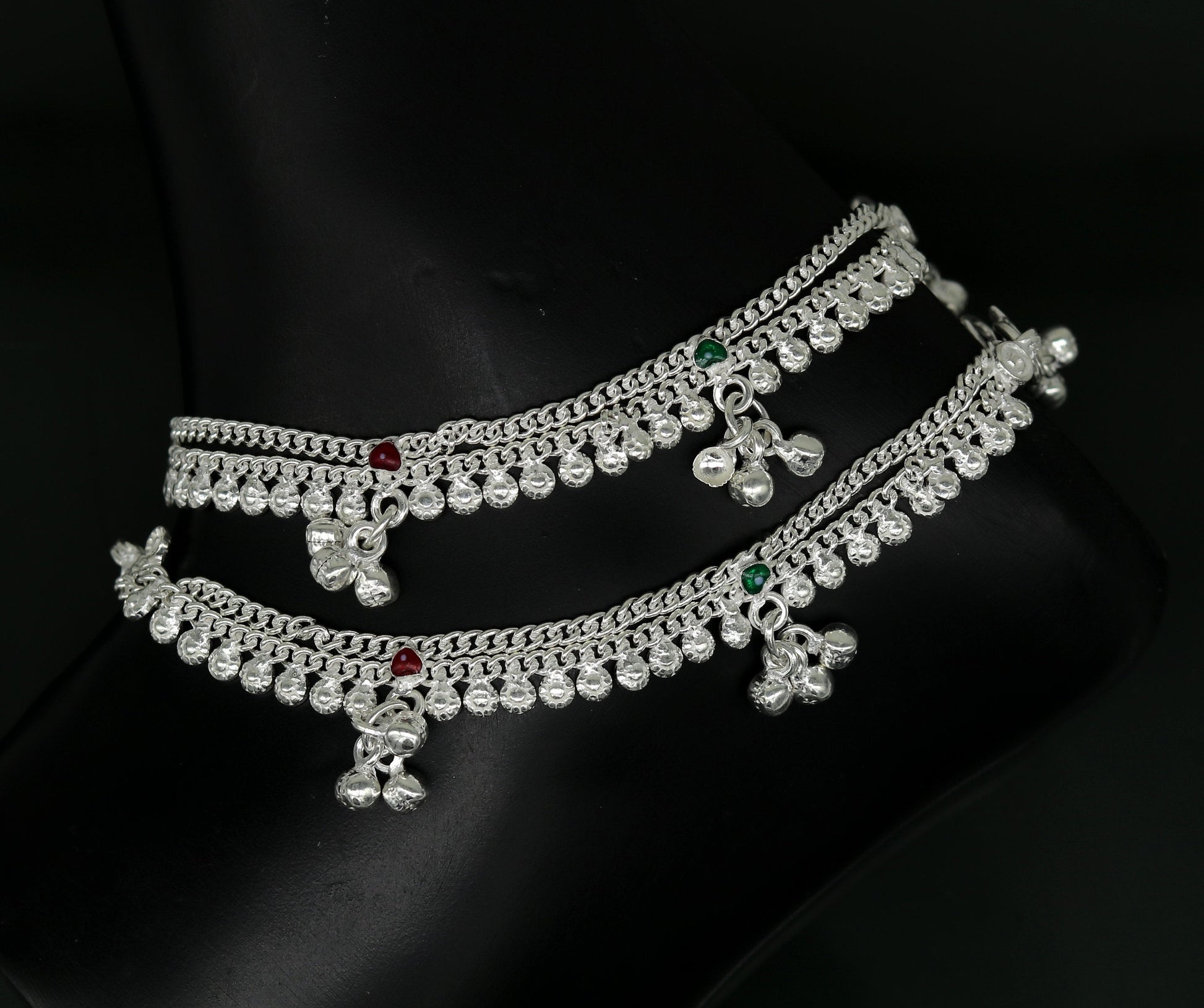 5.2" inches long handmade solid sterling silver baby kids ankle bracelet fabulous customized charm bracelet unisex baby jewelry ank231 - TRIBAL ORNAMENTS