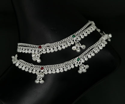 5.2" inches long handmade solid sterling silver baby kids ankle bracelet fabulous customized charm bracelet unisex baby jewelry ank231 - TRIBAL ORNAMENTS