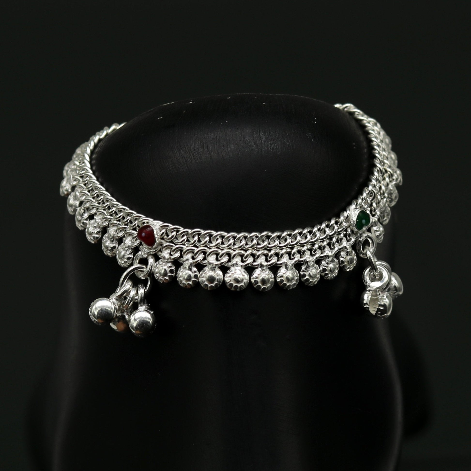 5.2" inches long handmade solid sterling silver baby kids ankle bracelet fabulous customized charm bracelet unisex baby jewelry ank231 - TRIBAL ORNAMENTS