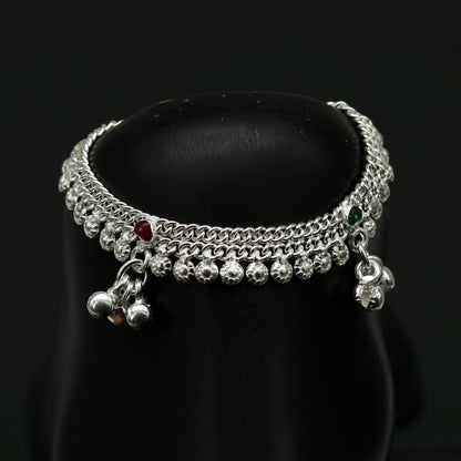 5.2" inches long handmade solid sterling silver baby kids ankle bracelet fabulous customized charm bracelet unisex baby jewelry ank231 - TRIBAL ORNAMENTS