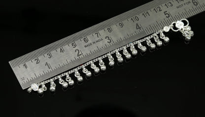 5.2" Inches long sterling silver handmade gorgeous charm baby anklets, excellent hanging noisy bells kids customized kids jewelry ank240 - TRIBAL ORNAMENTS