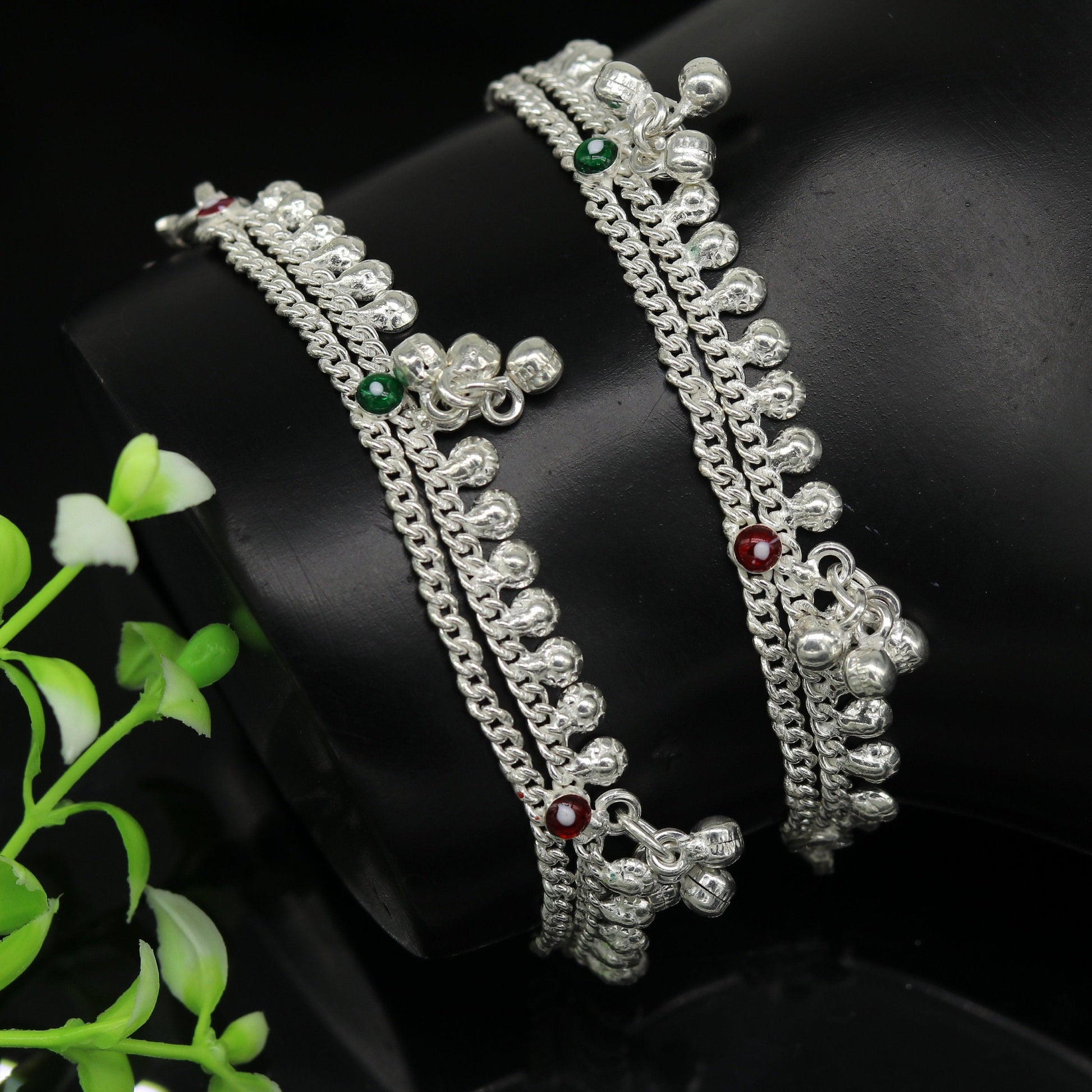 5.2" long Sterling silver handmade amazing silver ankle bracelet baby anklet noisy sound charm customized anklet personalized gifting ank211 - TRIBAL ORNAMENTS