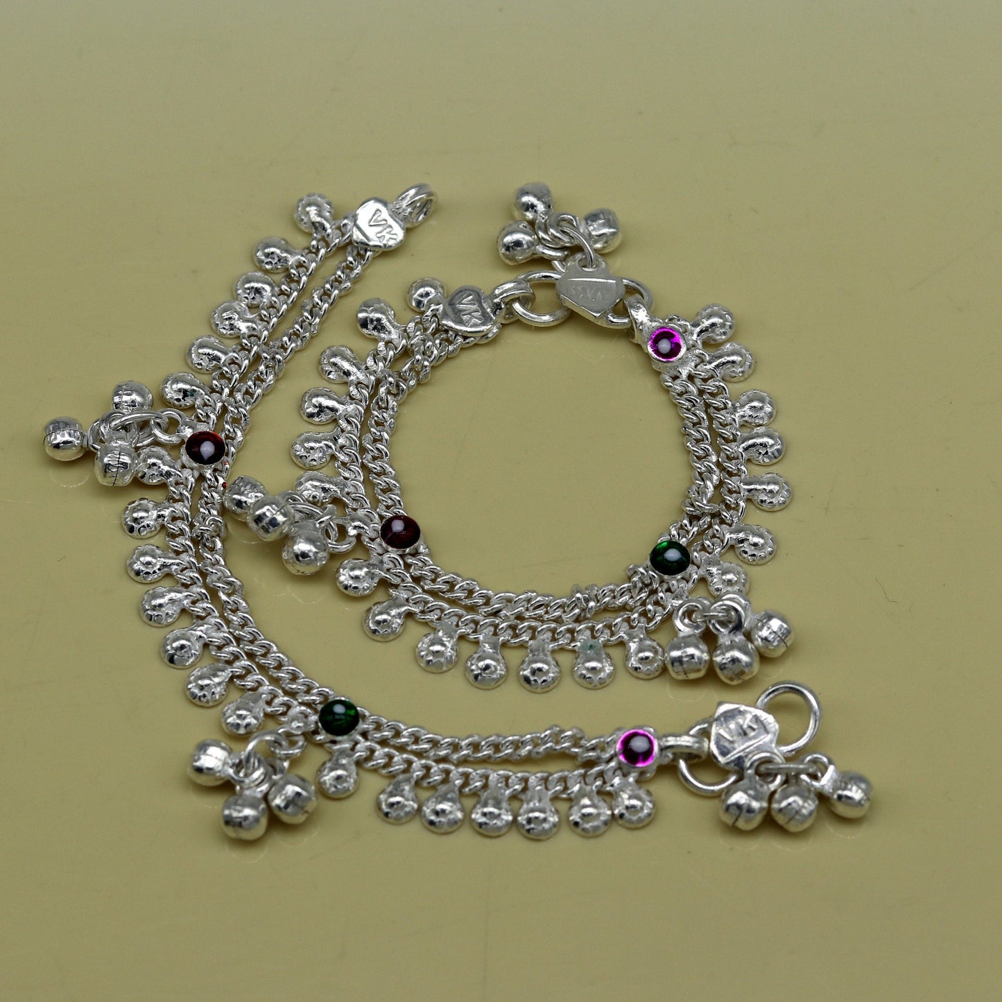 5.2" long Sterling silver handmade amazing silver ankle bracelet baby anklet noisy sound charm customized anklet personalized gifting ank211 - TRIBAL ORNAMENTS