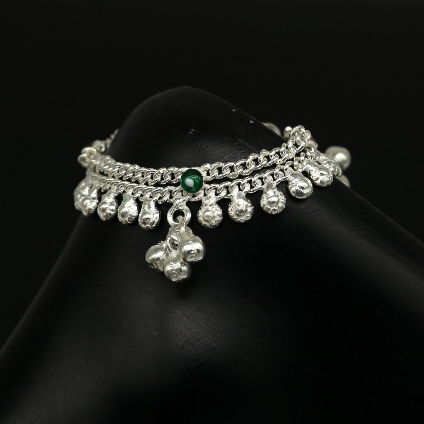 5.2" long Sterling silver handmade amazing silver ankle bracelet baby anklet noisy sound charm customized anklet personalized gifting ank211 - TRIBAL ORNAMENTS