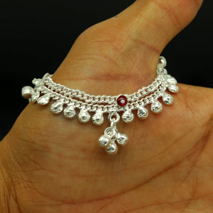5.2" long Sterling silver handmade amazing silver ankle bracelet baby anklet noisy sound charm customized anklet personalized gifting ank211 - TRIBAL ORNAMENTS