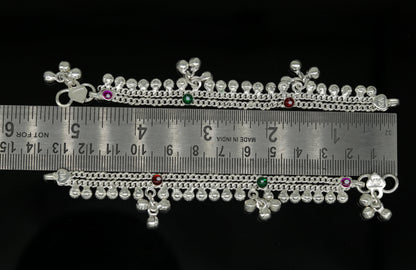 5.2" long Sterling silver handmade amazing silver ankle bracelet baby anklet noisy sound charm customized anklet personalized gifting ank211 - TRIBAL ORNAMENTS