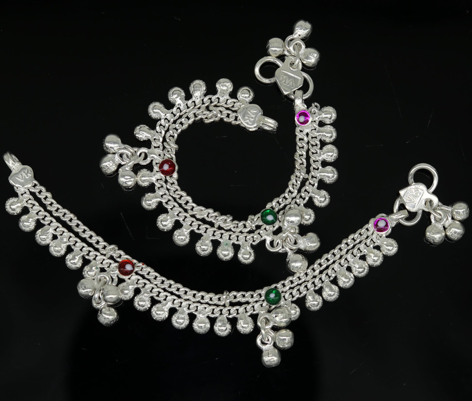 5.2" long Sterling silver handmade amazing silver ankle bracelet baby anklet noisy sound charm customized anklet personalized gifting ank211 - TRIBAL ORNAMENTS