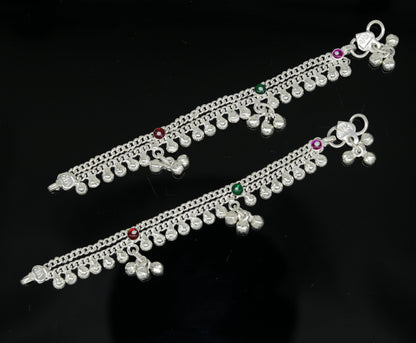 5.2" long Sterling silver handmade amazing silver ankle bracelet baby anklet noisy sound charm customized anklet personalized gifting ank211 - TRIBAL ORNAMENTS