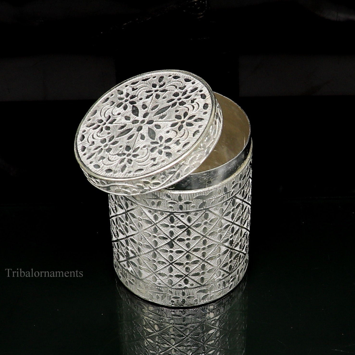 5.5 cm 925 solid silver utensils vintage style trinket box, container/casket box bridal floral work box, jewelry box silver utensils stb203 - TRIBAL ORNAMENTS