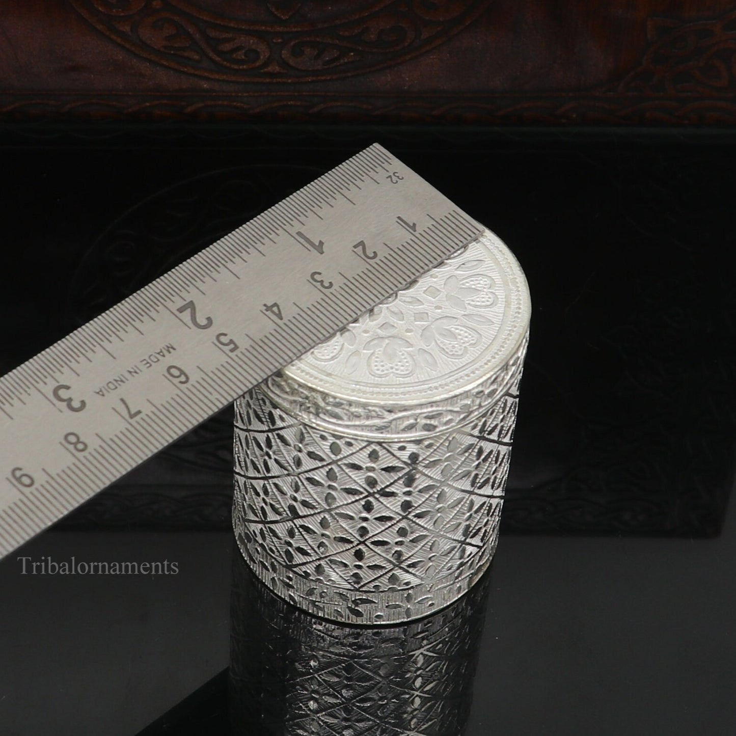 5.5 cm 925 solid silver utensils vintage style trinket box, container/casket box bridal floral work box, jewelry box silver utensils stb203 - TRIBAL ORNAMENTS