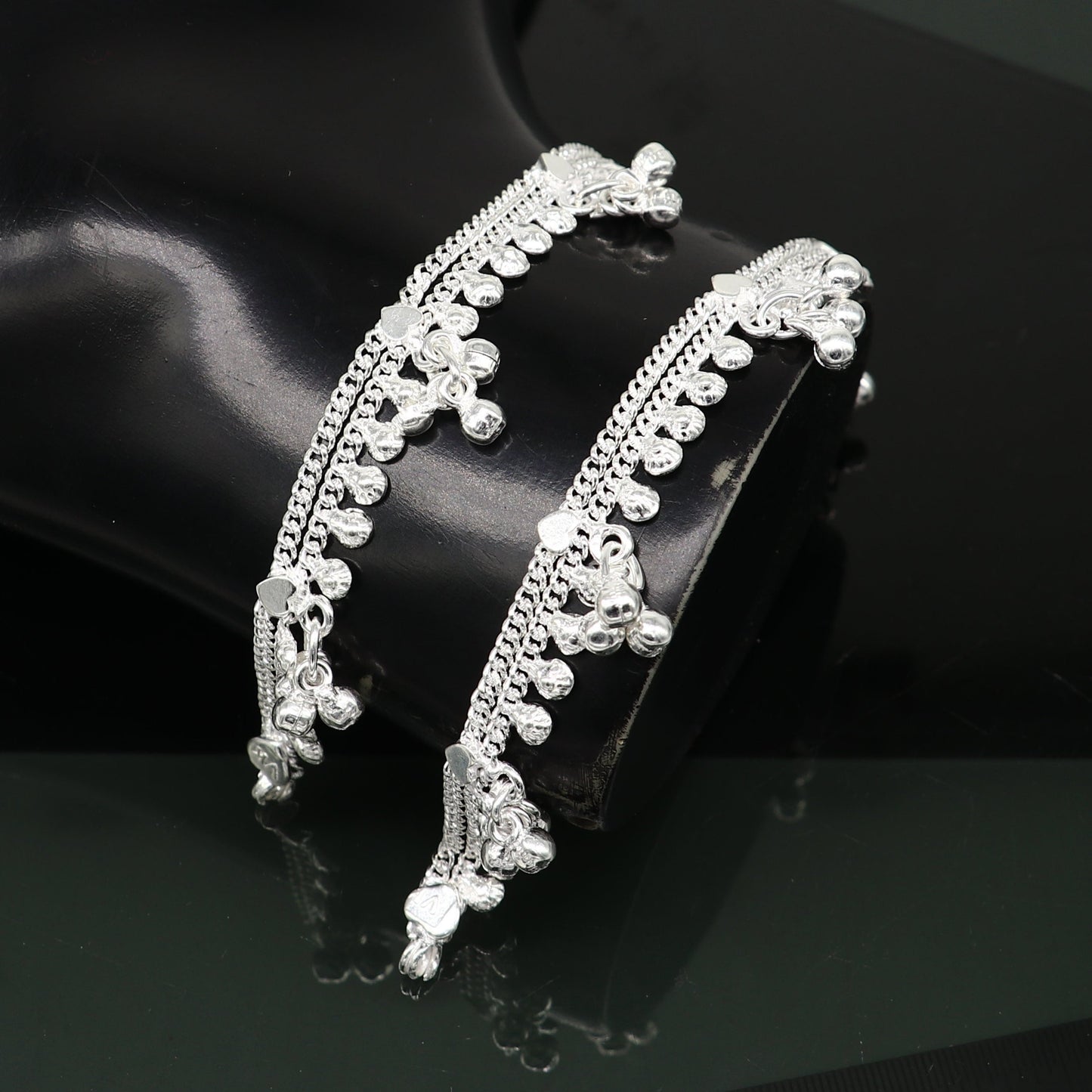 5.5" inch handmade solid sterling silver baby kids ankle bracelet unisex baby anklet foot bracelet customized charm kids bracelet ank422 - TRIBAL ORNAMENTS