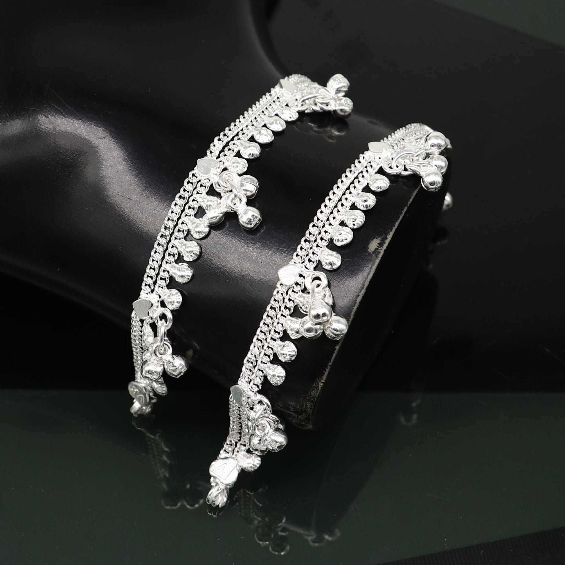 5.5" inch handmade solid sterling silver baby kids ankle bracelet unisex baby anklet foot bracelet customized charm kids bracelet ank422 - TRIBAL ORNAMENTS