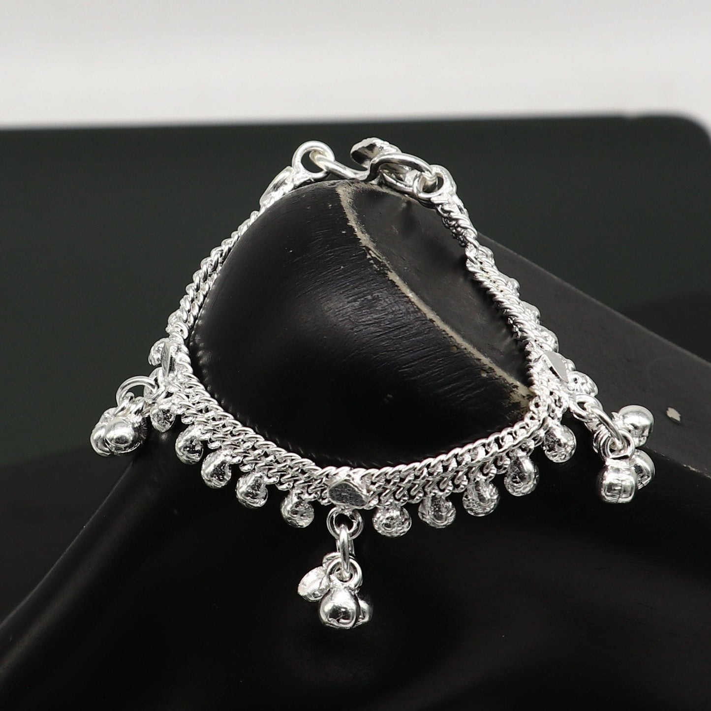 5.5" inch handmade solid sterling silver baby kids ankle bracelet unisex baby anklet foot bracelet customized charm kids bracelet ank422 - TRIBAL ORNAMENTS