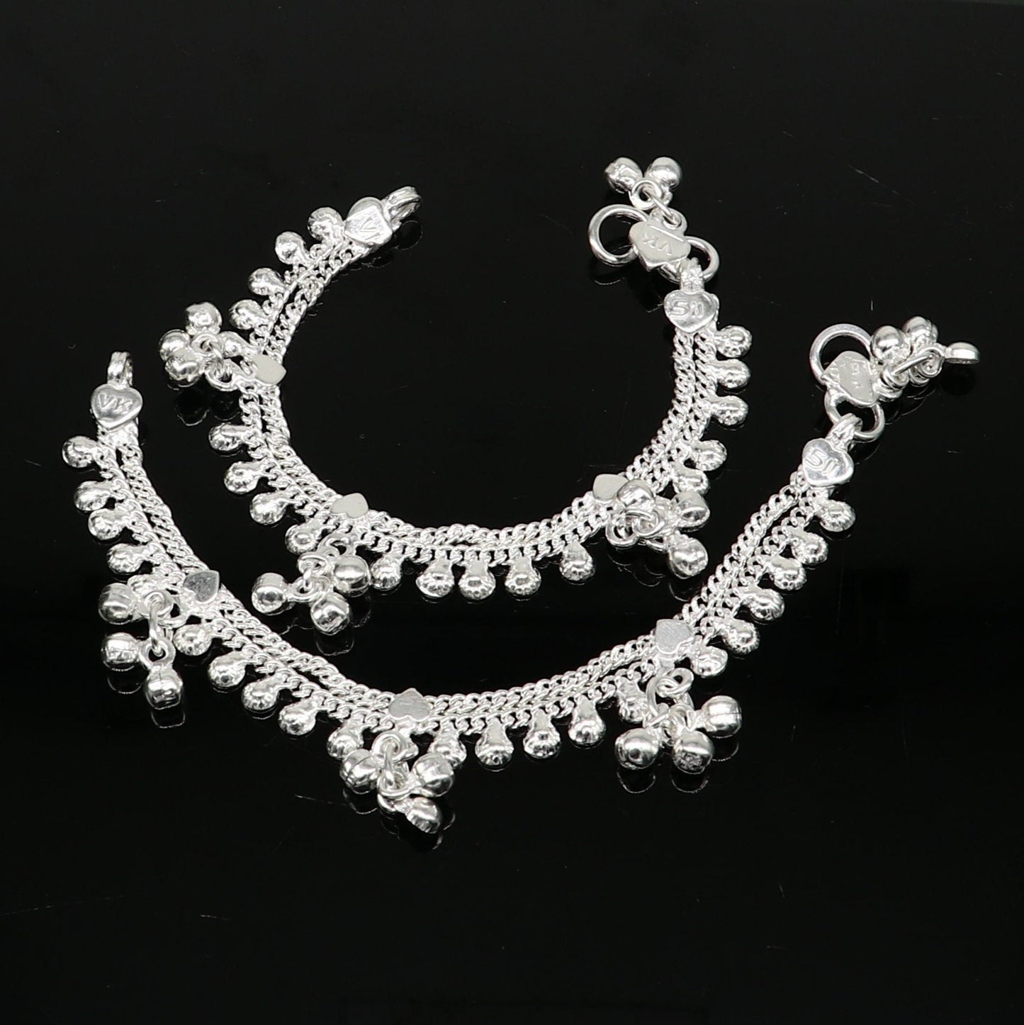 5.5" inch handmade solid sterling silver baby kids ankle bracelet unisex baby anklet foot bracelet customized charm kids bracelet ank422 - TRIBAL ORNAMENTS