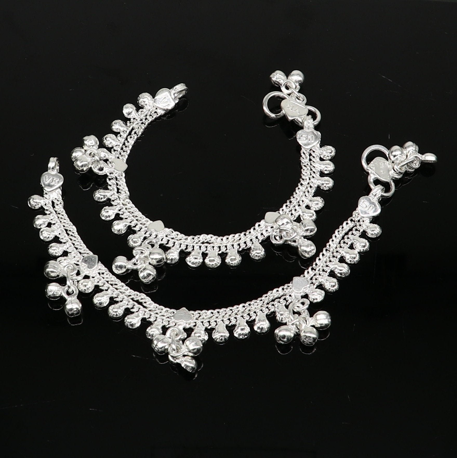 5.5" inch handmade solid sterling silver baby kids ankle bracelet unisex baby anklet foot bracelet customized charm kids bracelet ank422 - TRIBAL ORNAMENTS