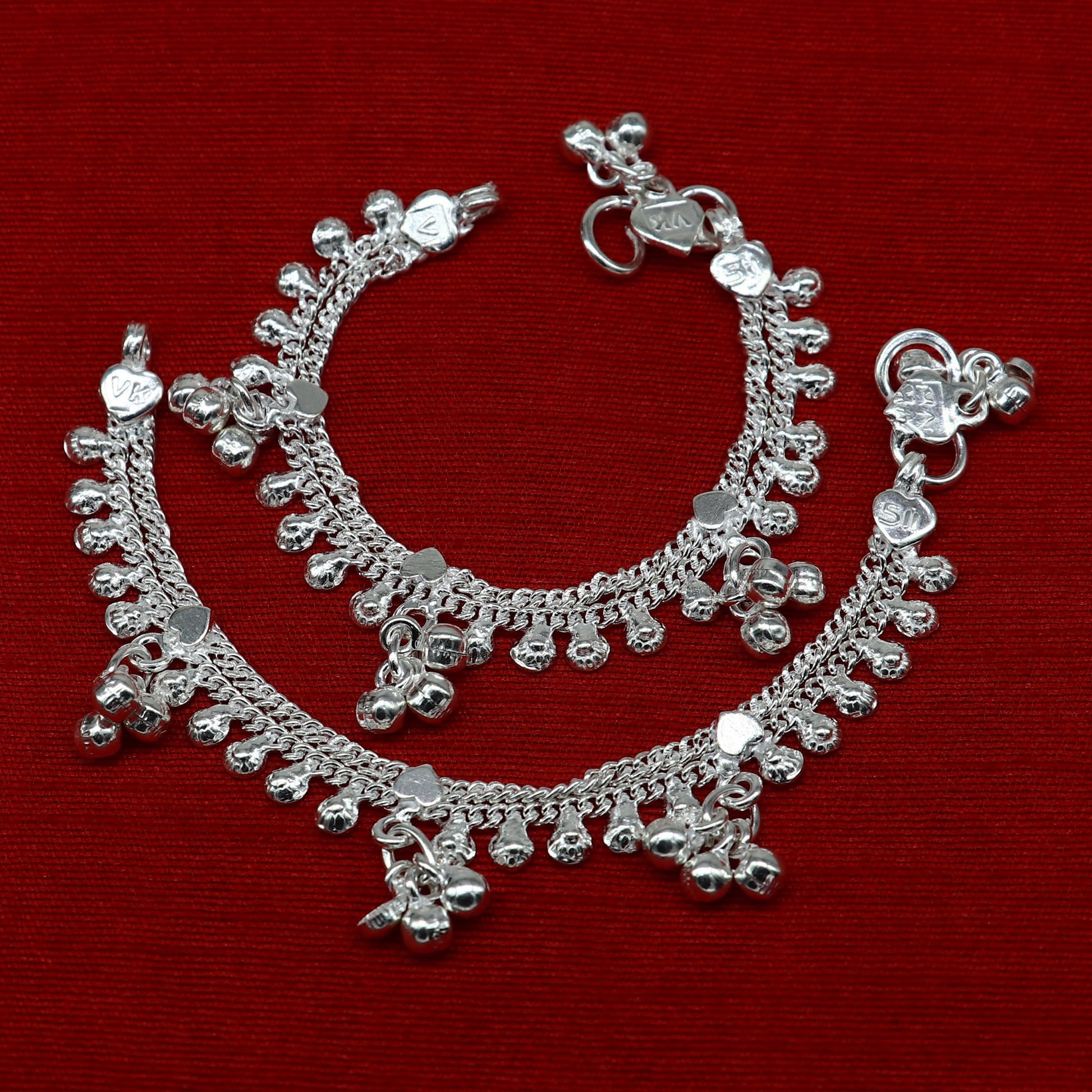 5.5" inch handmade solid sterling silver baby kids ankle bracelet unisex baby anklet foot bracelet customized charm kids bracelet ank422 - TRIBAL ORNAMENTS